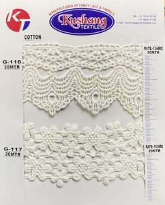 Fil de dentelle 100 % coton hydrosoluble pour vêtements d'enfants et broderie DIY style vintage - Chapeaux, chaussures et sacs - Approvisionnement immédiat - Product Image 2