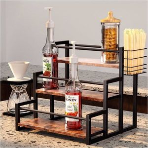 Portabottiglie a 3 Livelli per 12 Bottiglie, Organizzatore per Sciroppi di Caffè con Scaffale Bar per Uso in Cucina - Product Image 2