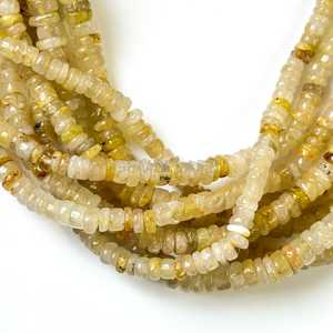 Cuentas Heishi de Cuarzo Rutilado Dorado Natural de 5MM, Cuentas de Rutilo Dorado Lisas, Cuentas de Piedras Preciosas para Fabricación de Joyería, Suministros al por Mayor - Product Image 2