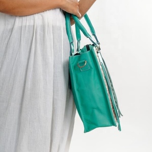 Hand Tooled Leather Turquoise Floral Large Tote Bag For Women Western Embossed Genuine Leather Handbag <b>Concealed</b> Carry Tote Bags - Product Image 3