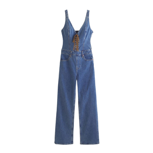 Mono vaquero de pierna ancha para mujer, moda premium, fabricante y proveedor OEM ODM - Product Image 3