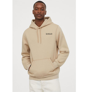 Sweat à capuche personnalisé Shamsher pour homme, beige, avec logo brodé sur le devant, tissu polaire respirant (polyester/coton), côtelé - Product Image 1