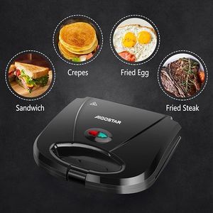 Griglia Elettrica Compatta Antiaderente Nera Certificata ETL, Piastra per Sandwich con Superficie a Griglia Profonda per Uova e Bistecche - Product Image 3