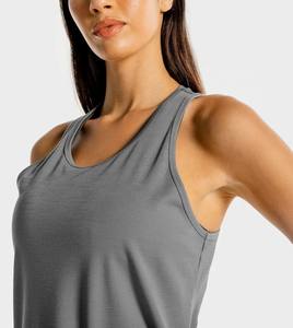 Camiseta sin mangas básica informal para mujer, cuello redondo, espalda cruzada, de punto acanalado, venta al por mayor del fabricante, algodón y elastano - Product Image 4