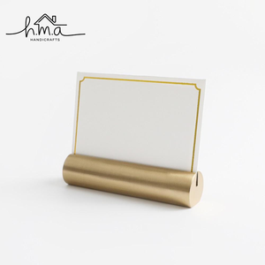 Gold Cylinder Metal Business <b>Card</b> Holder Minimalist Desk Name <b>Card</b> Display Stand Modern Office <b>Table</b> <b>Card</b> Holder - Product Image 1