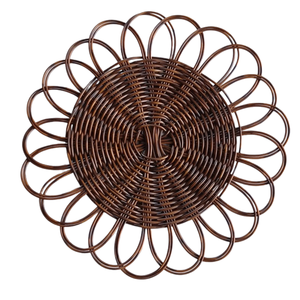 Natural Woven Rattan Floral Charger Plate Handmade <b>Table</b> Setting Decorative Dining <b>Mat</b> Made In Vietnam - Product Image 2