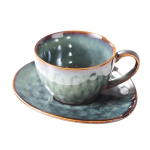 Handmade Ceramic Coffee <b>Cup</b> & <b>Saucer</b> Set Wabi-Sabi Style Reactive Glaze Espresso <b>Cups</b> Heat Resistant 240ml Artisanal Design - Product Image 3