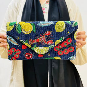 Handmade Beaded Lobster Clutch Bag Fruit Pattern Seed Bead Purse Evening <b>Envelope</b> Handbag Women Party Accessory Seafood Hand Bag - Product Image 1