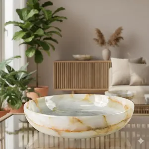 Cuenco de ónix pulido, accesorio de piedra natural, cuenco de ónix de mármol único hecho a mano, piedra sólida premium, precio de venta al por mayor. - Product Image 1