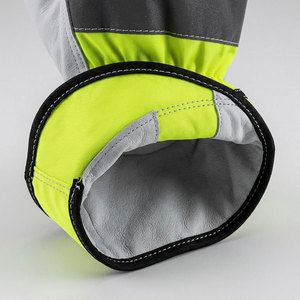 Gants de travail en cuir de chèvre haute visibilité réfléchissants, tissu en coton perforé fluorescent, certifiés CE, anti-coupure, doublure polaire de sécurité - Product Image 6