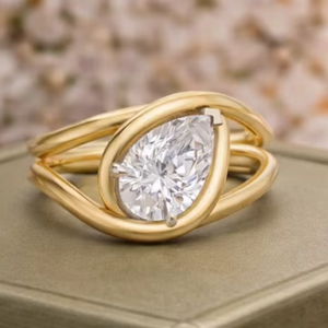 14K Gold Marquise Cut Diamond Toi Et Moi Bypass Engagement Ring <b>Wrap</b> Infinity Design Modern Minimalist Party Men's Jewelry - Product Image 1