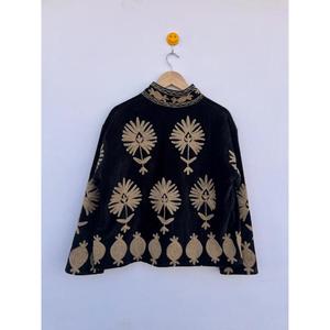 Handmade Knitted Embroidered Suzani Velvet Cotton Eco-Friendly Winter Autumn Women's Chic Reversible Coat Gift for Her <b>Duster</b> - Product Image 4