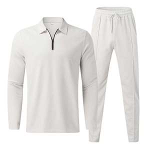 Men Solid Color Half-Zip <b>Long</b> <b>Sleeve</b> <b>Top</b> With Drawstring Pants Tracksuit Set Breathable Casual Autumn Wear - Product Image 3