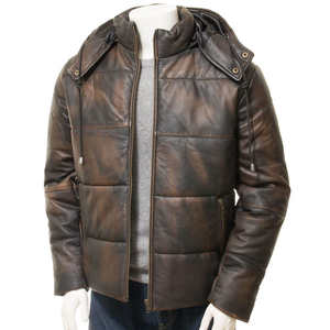 OEM ODM Service Men's Full Sleeve Leather <b>Jacket</b> with Canvas Fabric Front Logo Winter Adult - Product Image 1