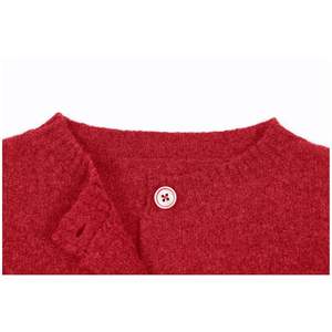 OEM personnalisé femmes automne mode Cardigan mince 100% laine mérinos tricoté coupe ample manches longues col rond - Product Image 5