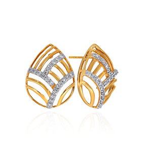 Pendientes de Diamantes de Oro Amarillo de Lujo Radiant Curve, Corte Brillante Redondo, para Mujer, Chapados en Oro de 18K, Color G, Diamantes Cultivados en Laboratorio - Product Image 2