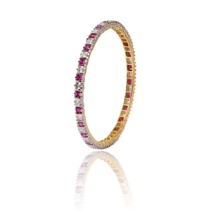 RAY FINE ORNATES 22K Gold Plated <b>Ruby</b> Wedding Bangle Pair Traditional Indian Bridal Bangles Ethnic Kada Bridal Jewelry IGI - Product Image 3