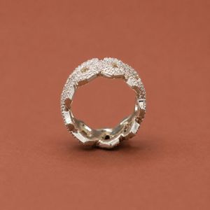 Iced Out Exclusive Cuban Link Design Moissanite Diamond <b>Silver</b> Hip Hop <b>Ring</b> <b>for</b> <b>Men</b> - Product Image 4