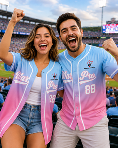 Maillot de baseball personnalisé de haute qualité, bleu et rose, pull-over, uniforme d'équipe, antibactérien, sans manches, col en V sur le devant - Product Image 6