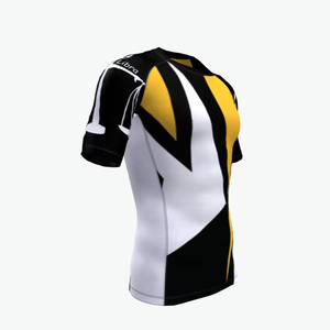 Rashguard personnalisé à manches courtes, coupe compressive OEM, haut de sport à séchage rapide, t-shirt d'entraînement par sublimation, fabriqué au Pakistan - Product Image 2
