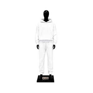 Conjunto Deportivo Premium de Sudadera con Capucha Blanca Extra Grande Unisex, Sudadera Lisa, Pantalones Jogger, Ropa Deportiva Informal para Calle - Product Image 1