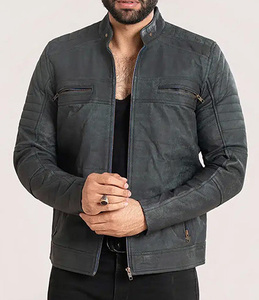 Chaqueta de Motociclista para Hombre, Color Gris, Cierre de Cremallera, Cuello Alto, Corte Ajustado, Color Sólido, Largo Regular, para Otoño - Product Image 6
