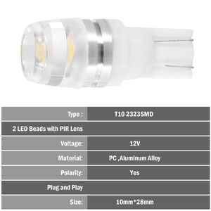 Paquete de 20 Bombillas LED T10 2323SMD para Auto, 6500K, Blancas, para Techo, Mapa, Puerta, Maletero, Señalización, Matrícula - Product Image 2