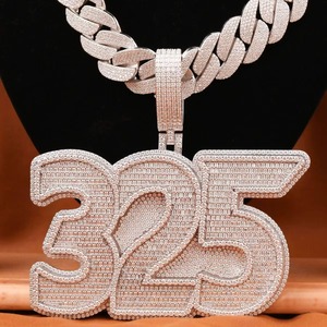 Personalize Number <b>Name</b> Letter VVS Moissanite Diamond Pendant Custom Iced Out Letter 925 Silver HipHop Cuban Link <b>Chain</b> Necklace - Product Image 5