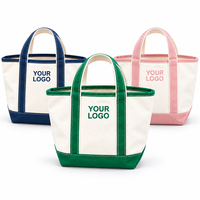 Sac fourre-tout en toile bicolore avec bordure contrastée, coton 12 oz, sac de shopping réutilisable, sac à bandoulière grande capacité pour femme
