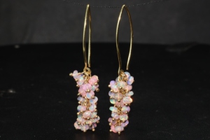GOODSTONE JEWELS HM 27 Handmade Silver Plated Opal Beaded Cluster French <b>Hook</b> Style Multicolor Boho Dangle Statement <b>Earrings</b> - Product Image 5