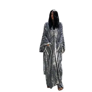 New Collection 2024 Tie Dye V-Neck Long Side Slit Beachwear Casual Women Kimono Kaftan