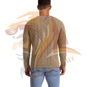 Pull en tricot personnalisé décontracté pour homme, tricot en coton, pull uni, col rond, manches longues, pulls pour homme - Product Image 2