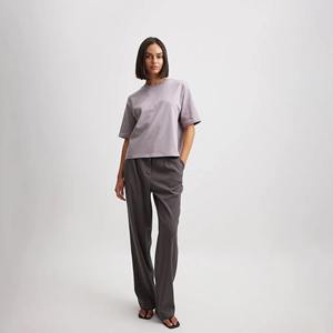 Women's Short Sleeve Cotton Jersey T-Shirt Casual Solid Color Regular Fit Knitted Plain Dyed <b>Top</b> - Product Image 6