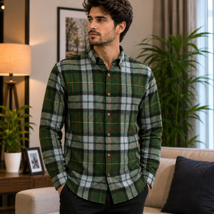 เสื้อเชิ้ตผ้าสักหลาดลายสก็อตพรีเมียมสำหรับผู้ชาย |   เสื้อเชิ้ตแขนยาวติดกระดุมสำหรับกิจกรรมกลางแจ้งและแฟชั่นลำลองทันสมัย - Product Image 4