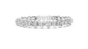 UNIQUE LAB GROWN DIAMOND TENNIS BRACELET DUAL SAFETY LOCK SET 18KT SOLID WHITE GOLD RHODIUM PLATED CERTIFIED <b>GIFTING</b> PARTY - Product Image 2