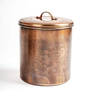 4 Pcs Hand-Hammered Pure Copper Kitchen <b>Canister</b> <b>Set</b> with Brass Handles Airtight Flour Sugar Coffee Tea Storage Container Jars - Product Image 5