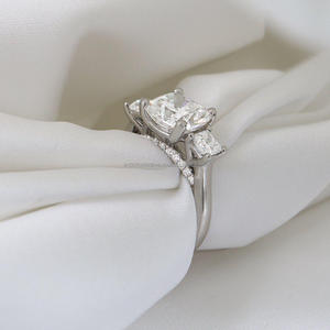 IGI/GIA Lab Grown Princess Cut Blanc Vintage 14k Or Jaune Mariage/Bague de Fiançailles Unisexe Fine Or Blanc Fête Anniversaire - Product Image 5