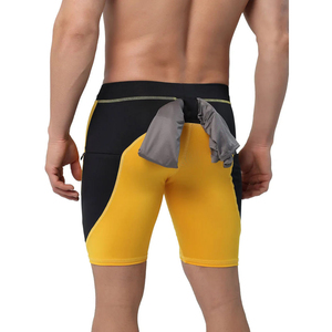 Nouveauté : Shorts de compression athlétiques taille haute avec poches, coupe ajustée, séchage rapide, pour entraînement et course à pied BY RAMF SPORTS - Product Image 3