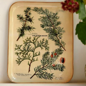 Assiettes de mariage personnalisées, vaisselle créative, couleur émail crème, magnifique design de feuilles, vaisselle de luxe pour la maison, plateau de dîner - Product Image 1