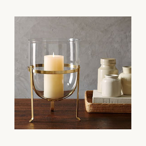 Porte-bougie de mariage contemporain en aluminium et verre résistant à la chaleur, nouveau design élégant, support décoratif personnalisé pour la maison - Product Image 1