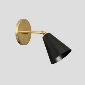 Modern Brass <b>Wall</b> <b>Sconce</b> With Black Cone Shade Indoor <b>Lighting</b> Fixture For Living Room Home Decor - Product Image 1