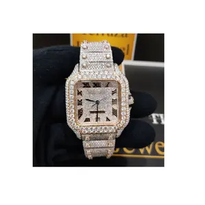 Vente en gros de montres de luxe hip hop Iced Out en diamant bijoux montres moissanite mécaniques pour hommes et femmes montres de couleur rose