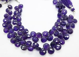 Perles de pierres précieuses en améthyste naturelle africaine facettée en forme de cœur, 8-9 mm, 8 pouces, vente en gros - Product Image 3