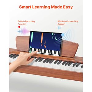 Pianoforte Elettrico a 88 Tasti Pesati con Supporto per Spartiti e Pedali Tripli, Design Compatto, Adattatore di Alimentazione - Product Image 5