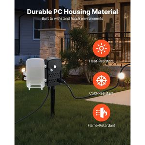 Cavo di prolunga da 4,5 m per esterni con copertura impermeabile e protezione da sovraccarico, 6 prese 15A - Product Image 5