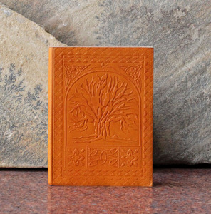 Diario de Cuero Naranja Genuino Vintage, Papel de Algodón Hecho a Mano, Diseño con Grabado de Árbol, 13x18cm, Camelon Exports - Product Image 6