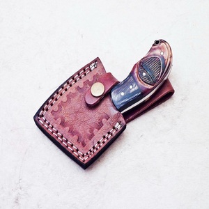 Couteau de chasse à lame fixe en acier Damas fait main Trend Blades, pointe clip, manche en bois, étui en cuir, multifonctionnel DIY - Product Image 2