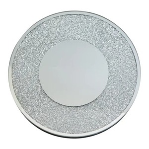 Round Glass <b>Decorative</b> <b>Plate</b> Glitter Silver Finish Glam Style Solid Design Dishes & <b>Plates</b> - Product Image 5