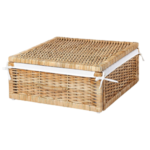 Wholesale <b>Large</b> Rattan Underbed Storage Basket with Lid, Wicker Laundry <b>Hamper</b> & Clothes Organizer Box Vietnam Factory - Product Image 1