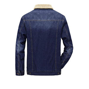 Chaqueta de mezclilla azul lavada para hombre con cuello de forro polar Sherpa de algodón, personalizada al por mayor para invierno - Product Image 4